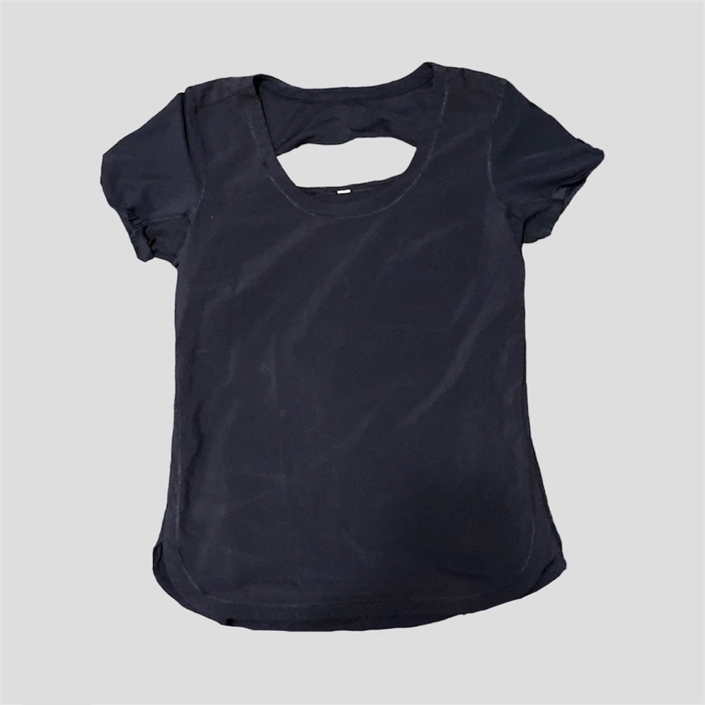 lululemon open back black top